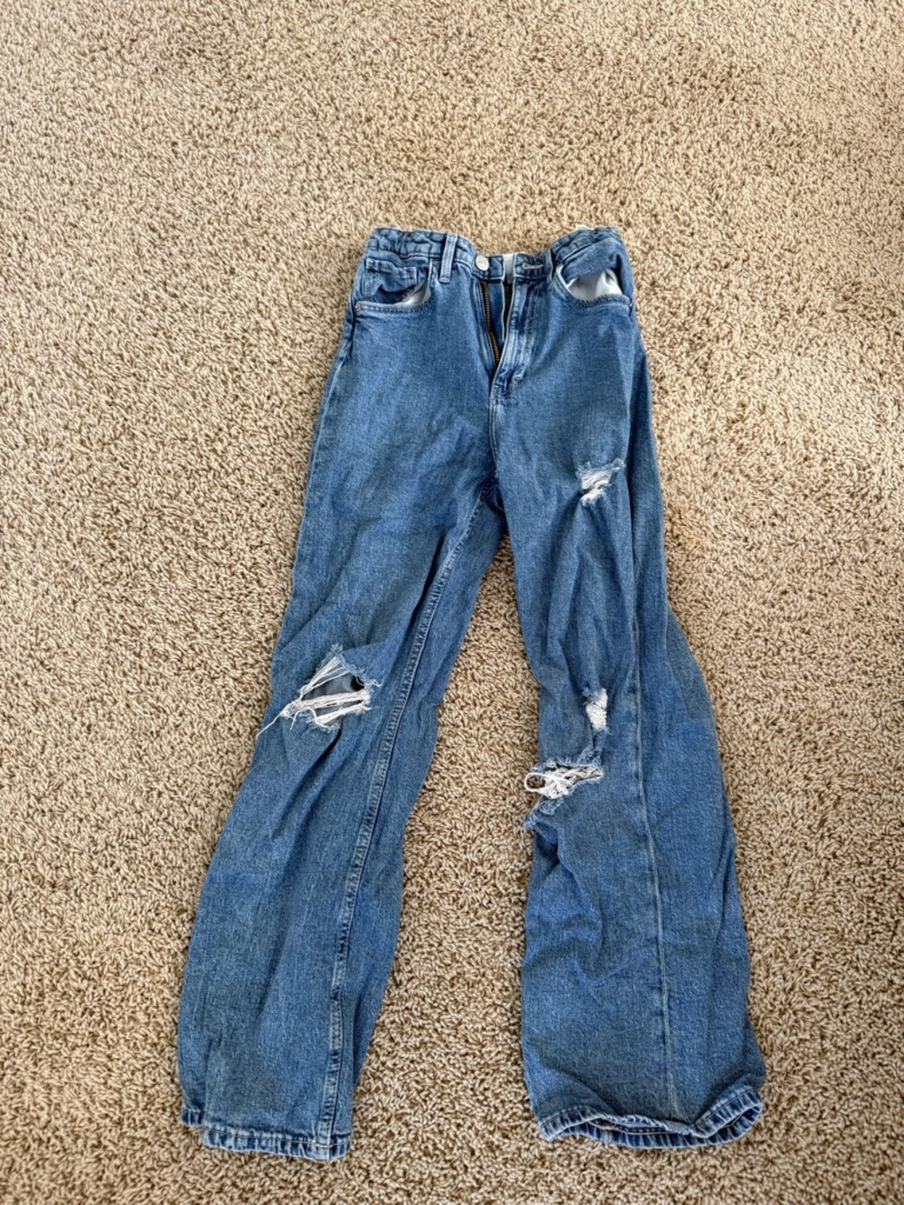 Blue Distressed Women’s Jeans - Classic Straight Fit